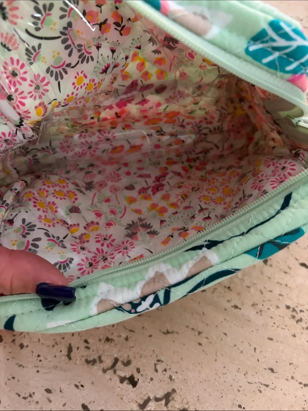 Reserved! Vera Bradley Iconic Medium Cosmetic Mint Flowers $35